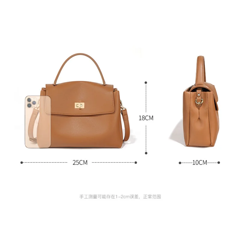 Woman Handbag One Shoulder Bag Motingsome French Style Cow Leather Crossbody Bag Fashion Autumn New Ladies Messenger Bag 2022