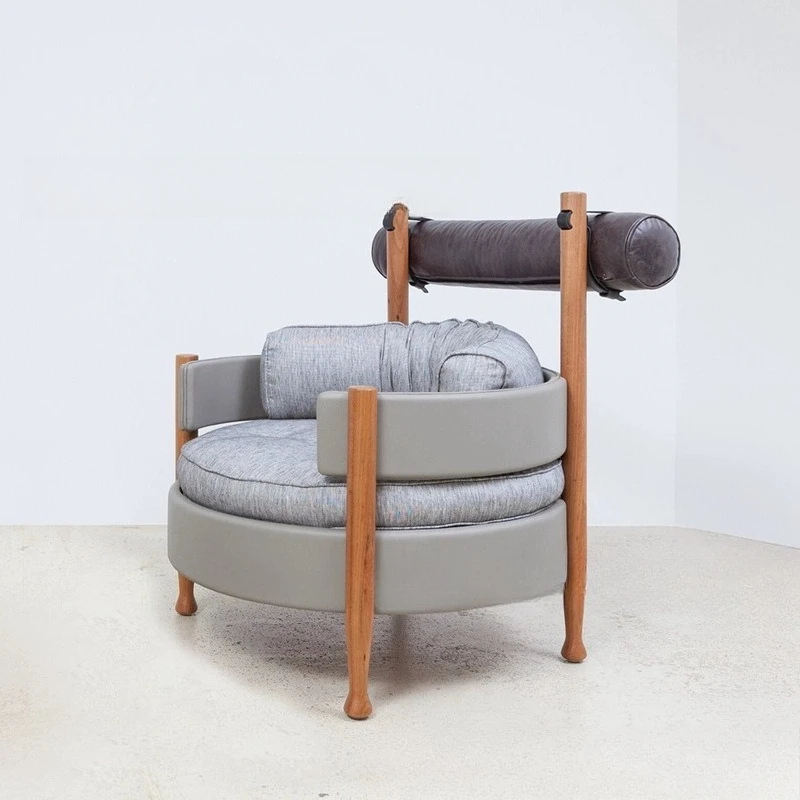

Nordic ash wood single sofa chair living room solid wood leisure chair sofa single chair