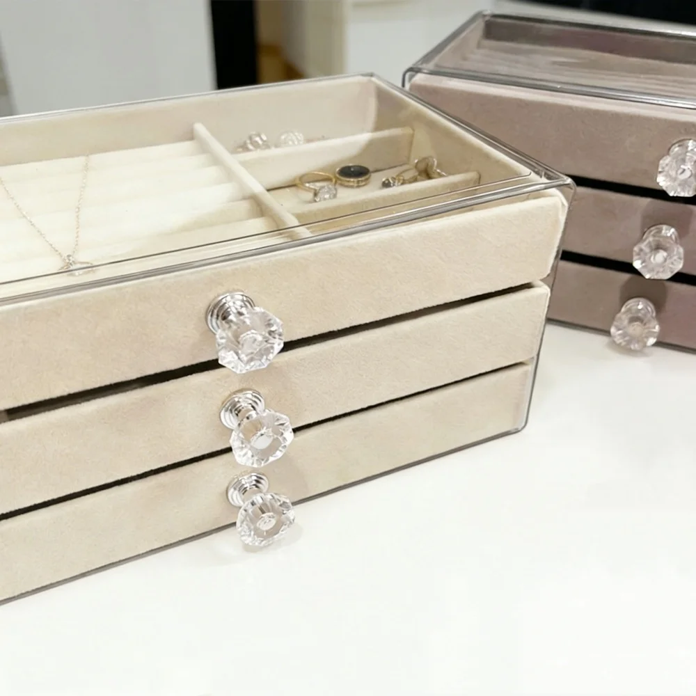 

new three Layer Acrylic Jewelry Storage Box Drawer Stud Earrings Ring Necklace Jewelry Bracelet Jewelry Storage Box