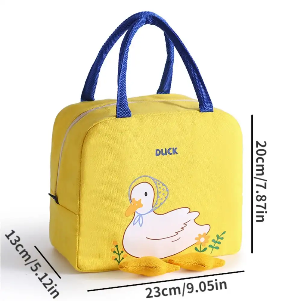 Cute Yellow Duck Cartoon Hot Lunch Bag Insulated Picnic Food Carrier Cooler Ice Bag Travel Portable Bento Box Picnic Supplies