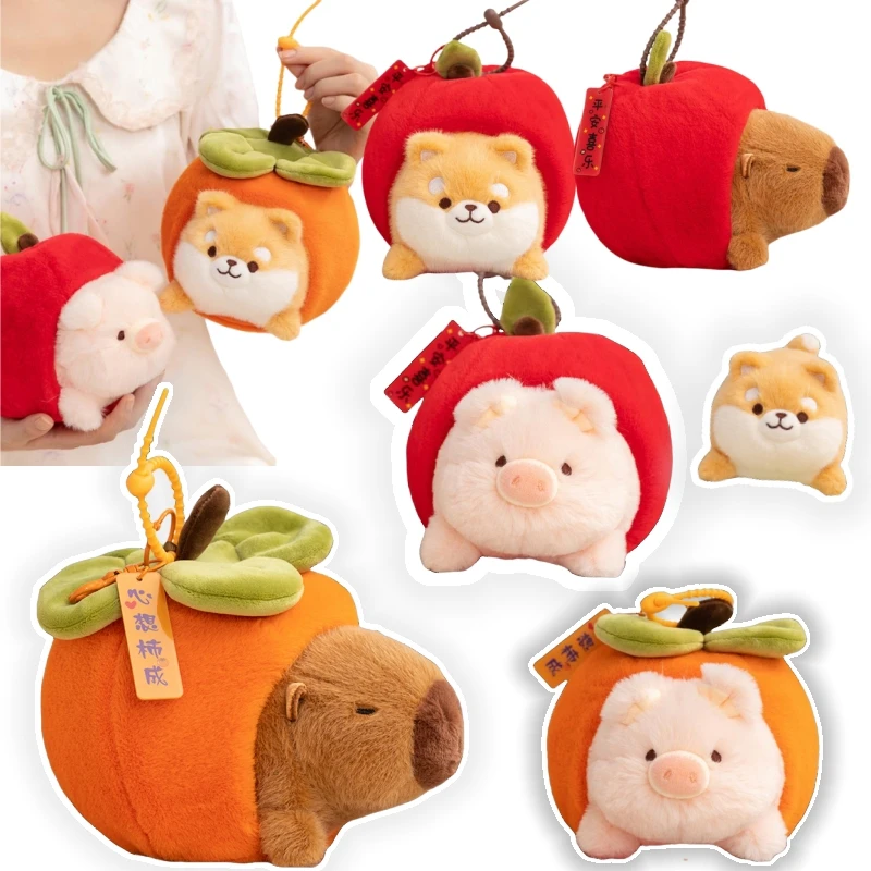15 centimetri Animali in Frutta Shiba Inu Maiale Capibara Mela Cachi Combinazione Cane Cuscino Peluche Bambole Adorabili Regalo Di Compleanno