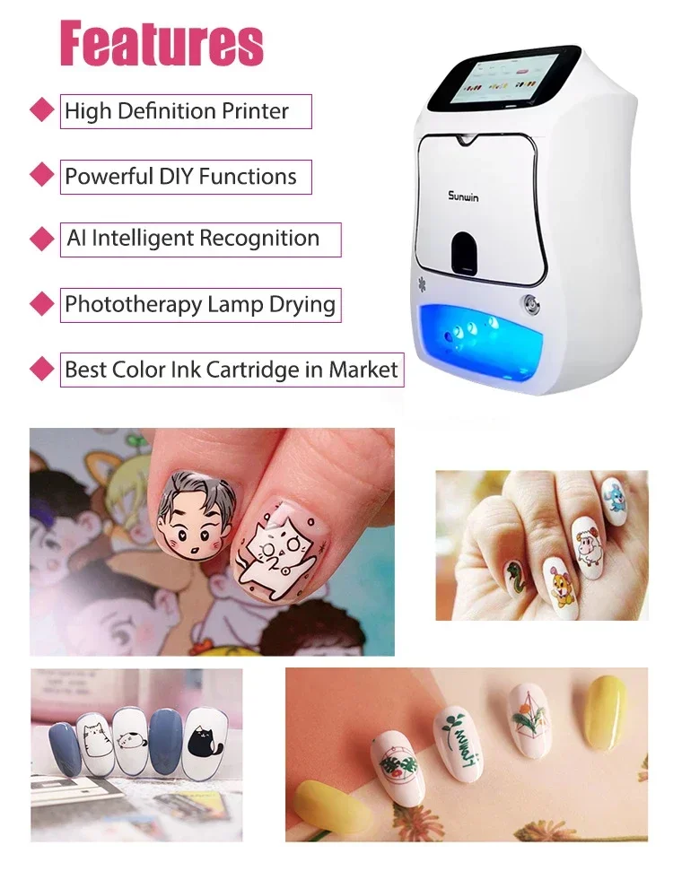 3D digitale Nail Art Drucker Maschine 10s schnell drucken Auto WiFi USB DIY mobile Nägel drucken Trockner Fingernagel