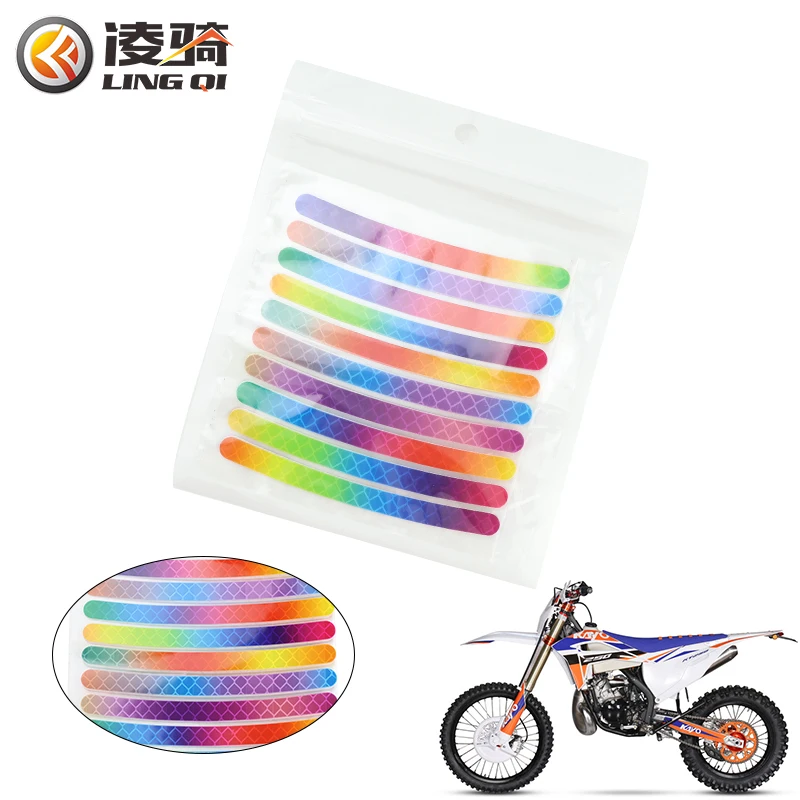 

LINGQI красочные светоотражающие наклейки для автомобилей, резиновые предупреждающие наклейки для шин, мотоциклетные велосипедные отражающие полосы, универсальные аксессуары