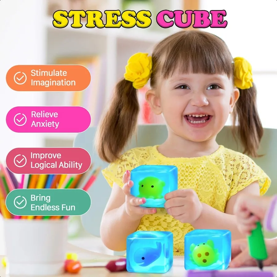 Squishy Str Cube Fidget Toys Adults Glow in The Dark Sensory Toys for with Autism Str Balls for Squeeze Toys for Anxiety Str Re