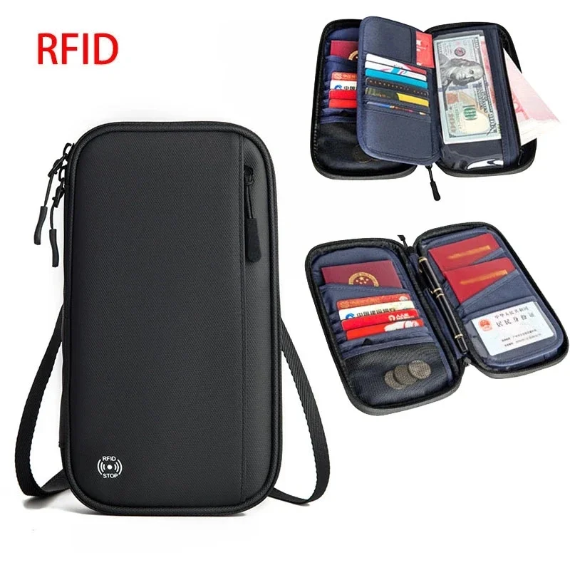 Travel Gadgets Document Cover Folder Organizer for Family Male Passport Card Protector Holder RFID Wallet Durable & Waterproof