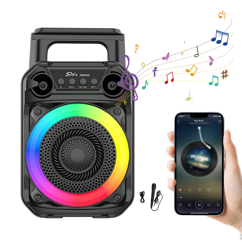 

BT Speaker Stereo Sound Karaoke Speaker Subwoofer Outdoor Speaker with Microphone Suitable for Home Theater Outdoor Dance Party
