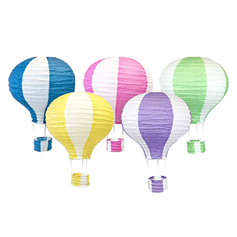 5pcs Hot Air Balloon Party Decor Paper Lantern Pendant Balcony Yard Garden Hanging Ornament Colorful Lantern Decoration