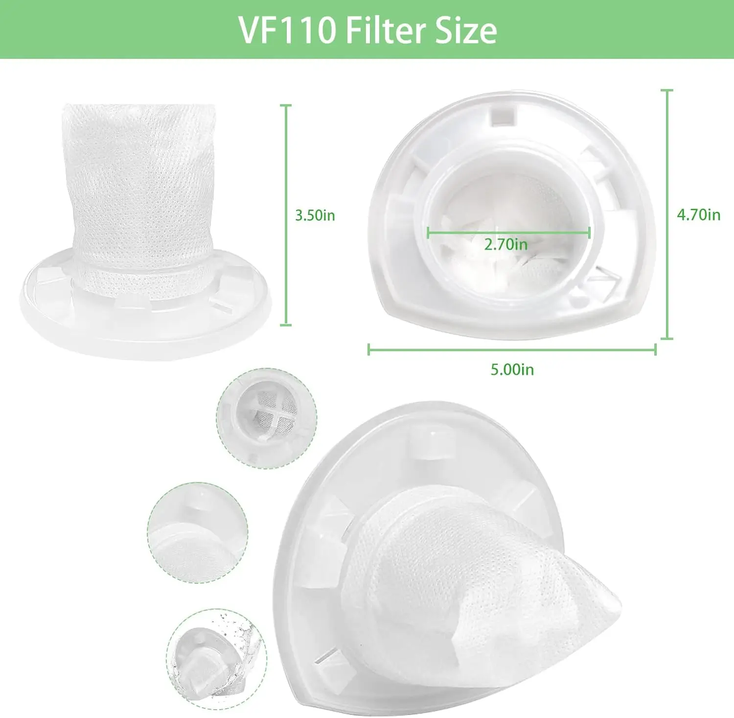 Filtro de substituição para Black & Decker Ferramentas Elétricas, VF110, Dustbuster, vácuo sem fio, CHV1410L, CHV9610, CHV1210, CHV1510