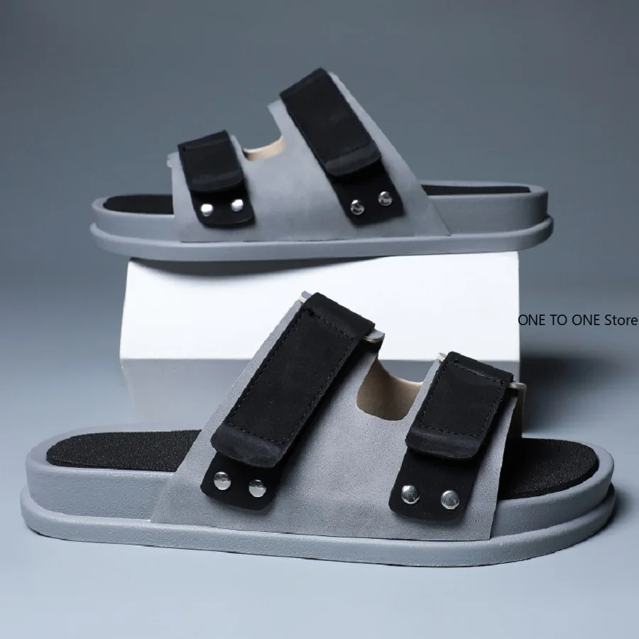 

Simple Outdoor Men Slippers Fashion Hook&Loop Canvas Casual Couple Shoes Slip-on Beach Slippers Sandals Women Shoes Flip Flops