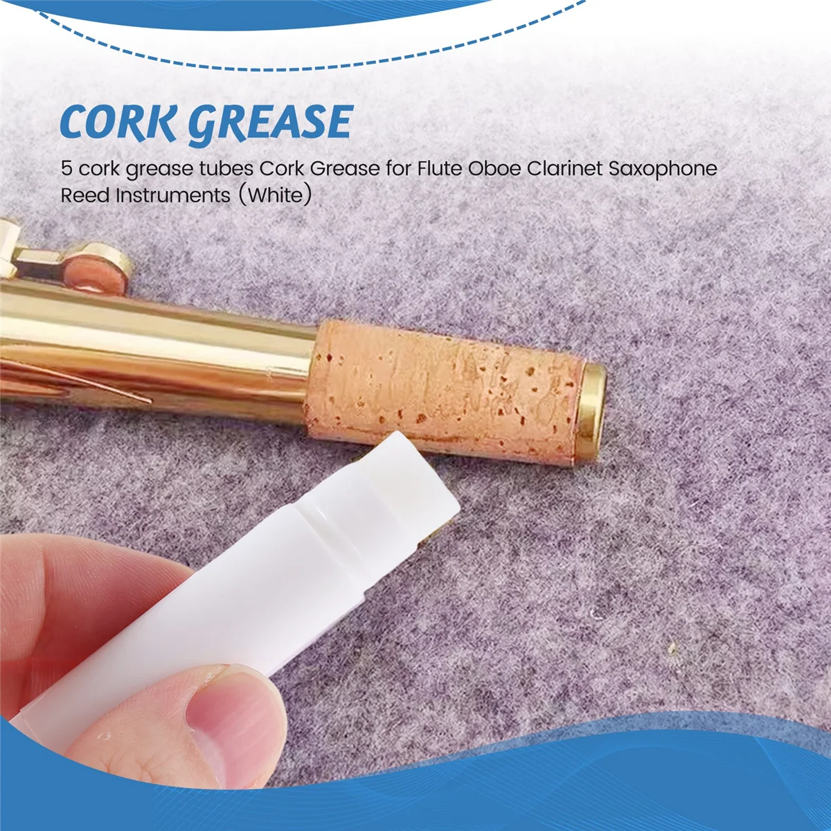 

AA85 5 cork grease tubes Cork Grease for Flute Oboe Clarinet Saxophone (White)
