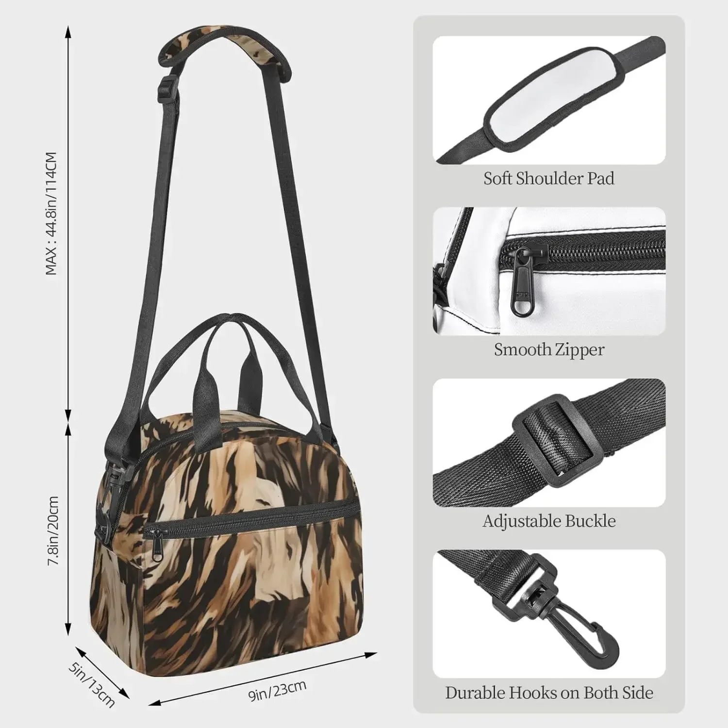 Leopard Print For Women Men Lunch Bag Reusable Insulated Cooler box Portable  Tote  Large Capacity image 3