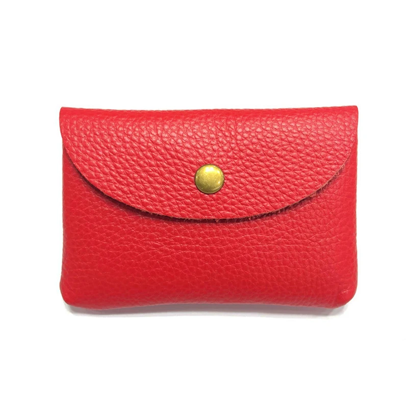 Transporte da gota diário de couro genuíno mini envelope mudança saco simples fivela feminina bolsa de moedas logotipo grande capacidade saco de cartão