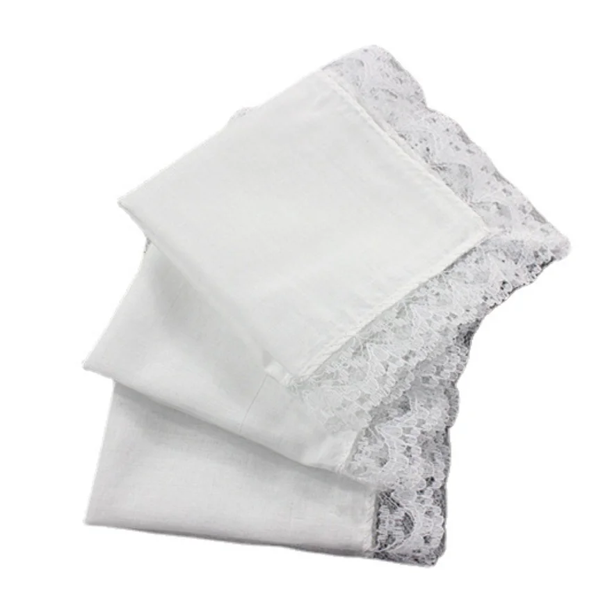 

10pcs/lot Lace edge handkerchief cotton handkerchief pure white small handkerchief handmade graffiti DIY handkerchief