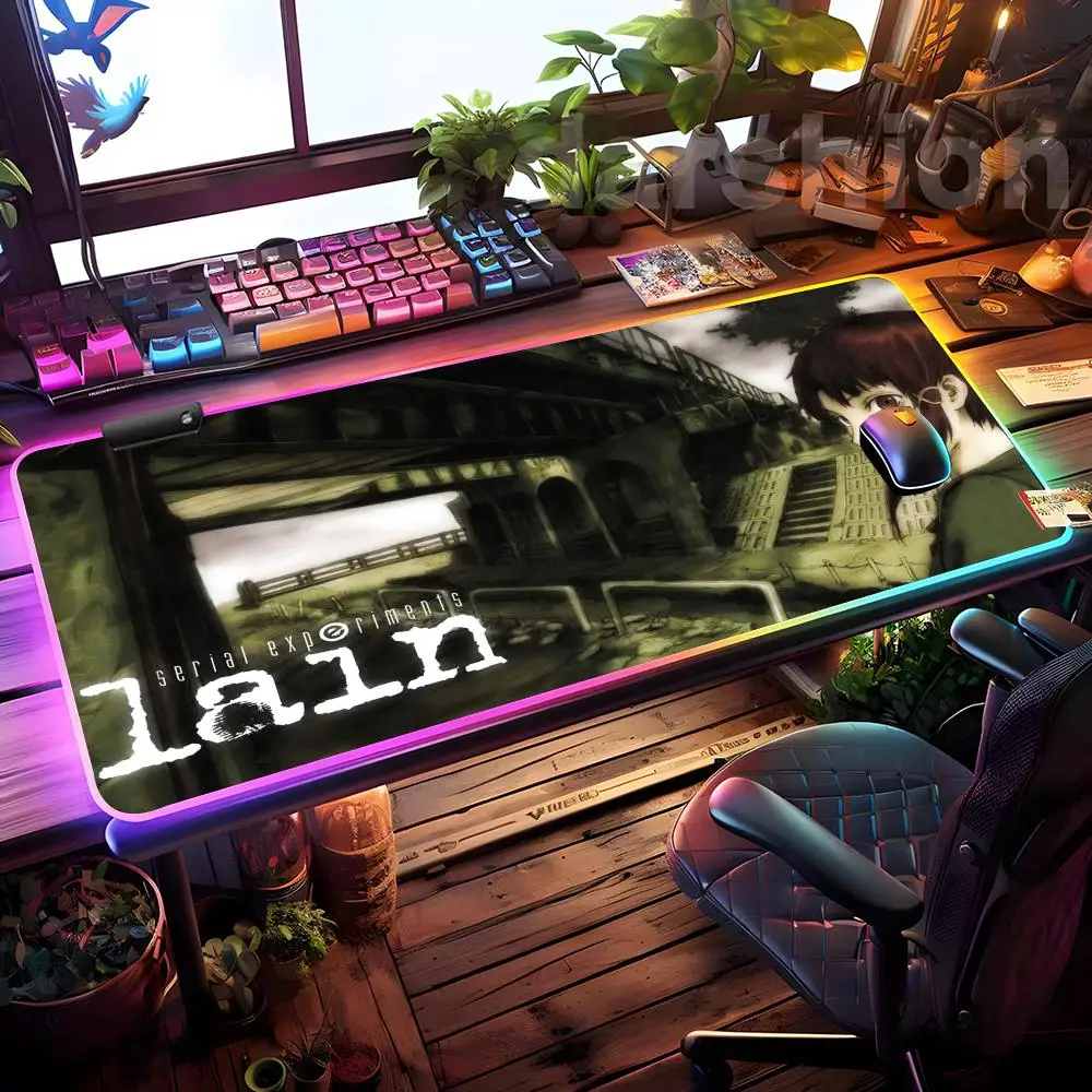 

Cartoon Lain Mouse Pad Mousepad HD Printing Computer Gamers Locking Edge Non-slip RGB Mouse Pad XXL90x40cm Keyboard PC Desk Pad