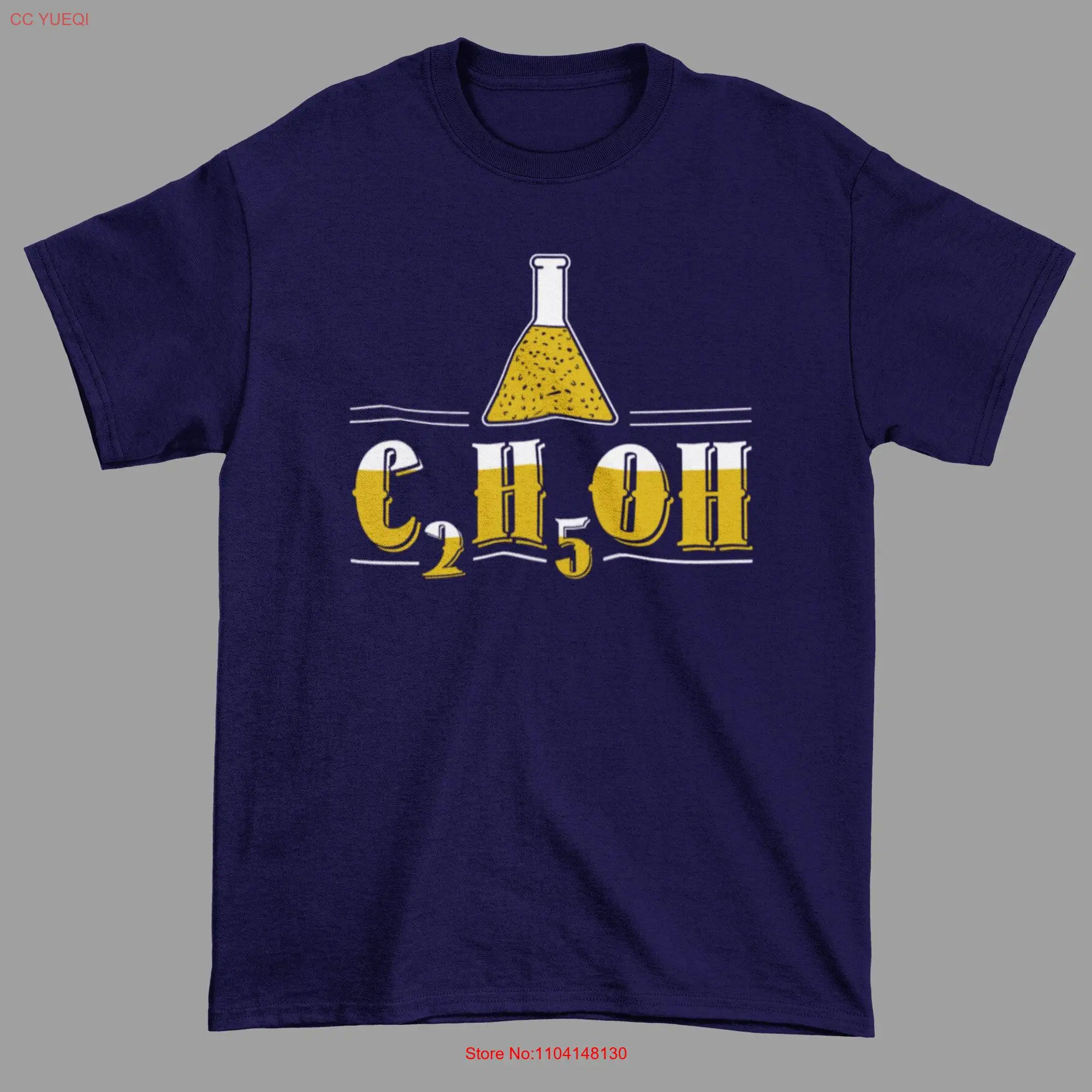 Chemistry Geek Beer T Shirt Chemical Formula for Ethanol long or short sleeves