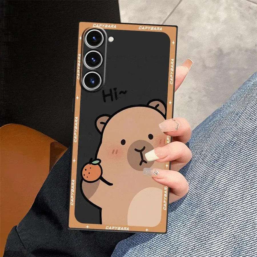 حافظة لهاتف سامسونج جالاكسي S24 Plus S25 Edge S20 S21 FE S23 غطاء هاتف ناعم أسود للغاية كارتوني لطيف كابيبارا #4