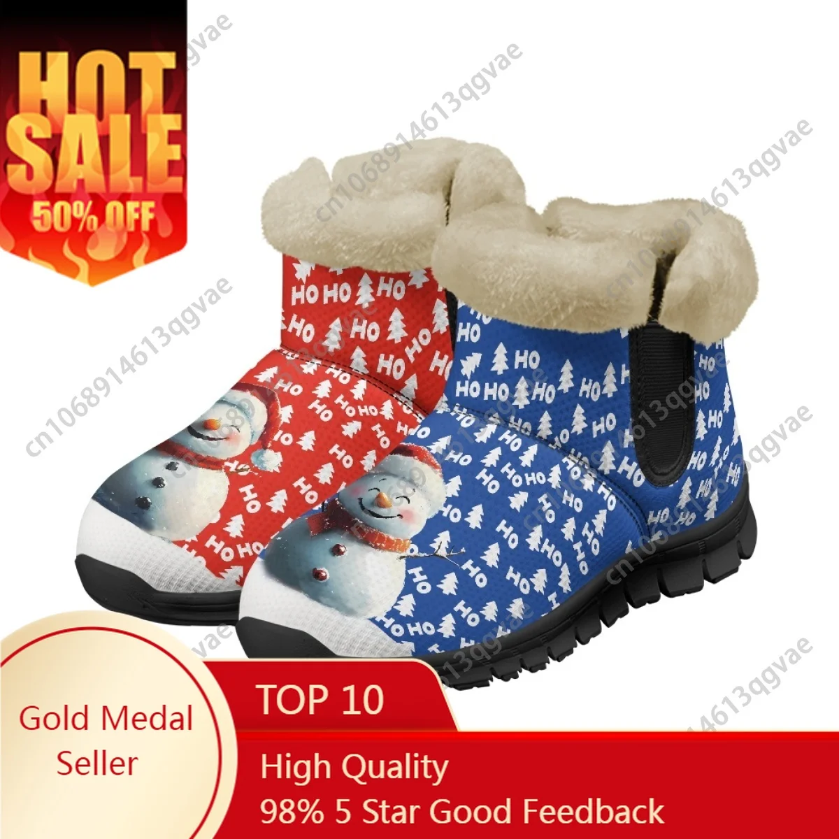 

Merry Chrismas Red and Blue HoHo Snow Boots Mens Womens Teenager Custom Made Boot Snow Shoe High Quality Couple Sports Shoes