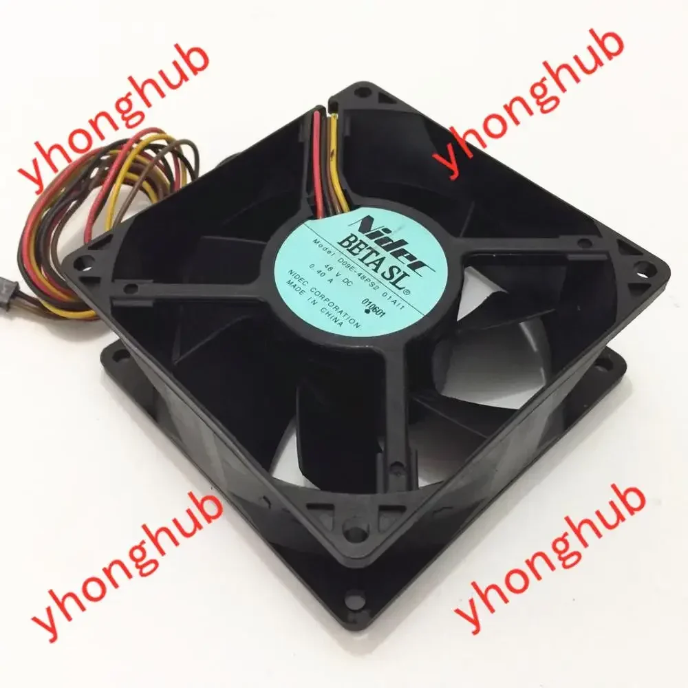 Nidec D09E-48PS2 01Al1 DC 48V 0.40A 90x90x38mm Server Cooling Fan