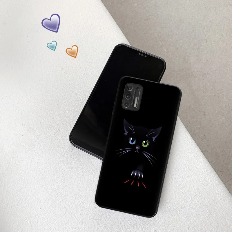 Silicone Soft Phone Case for Motorola G51 G9 G73 G30 G31 G50 G51 G60 G71 5G G22 G32 G52 G72 Big eyes Black Cat Cover