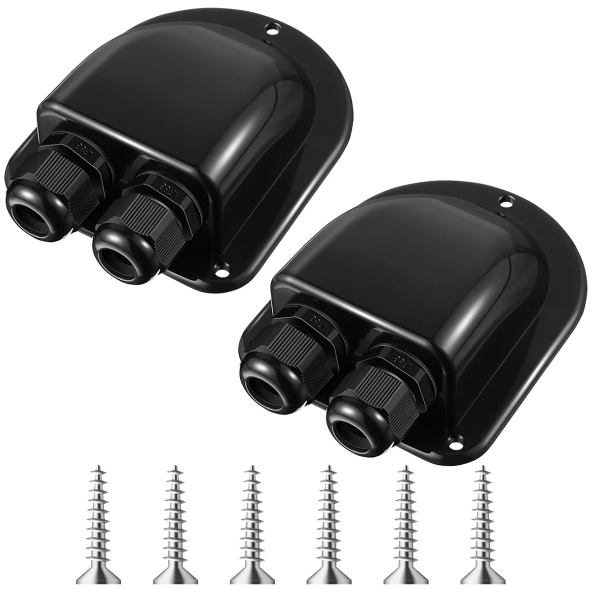 AA25 2 Pack Solar Cable Entry Gland,Solar Gland, Dual Cable Entry Housing for All Types 3mm² to 10mm² RV,Caravan,Marine Black