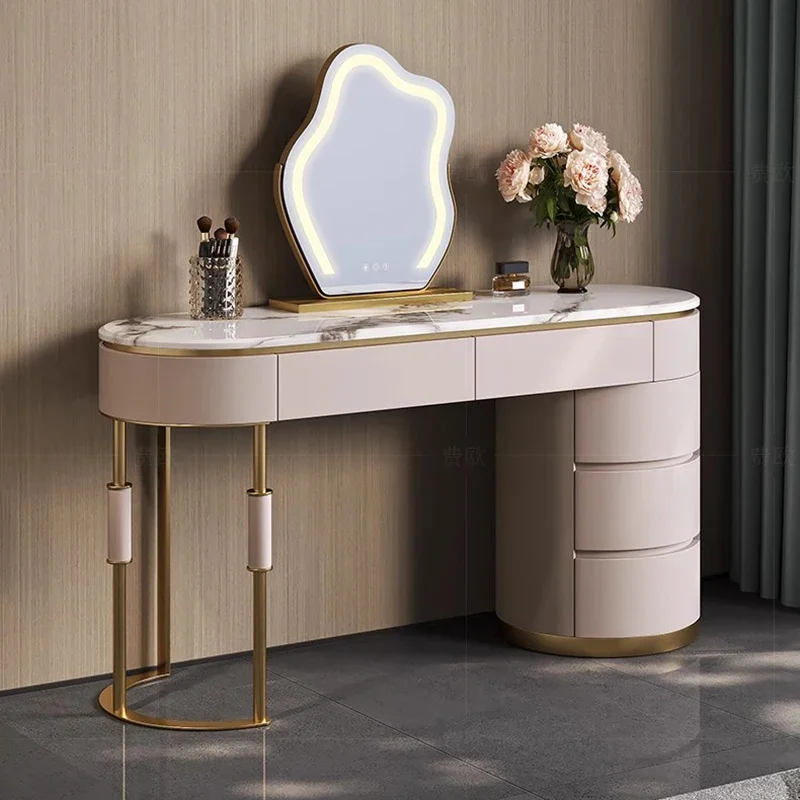 Closets Women Vanity Table Pink Modern Cabinet Storage Dressing Table Big Makeup Mirror Mesa De Maquillaje Postmodern Furniture