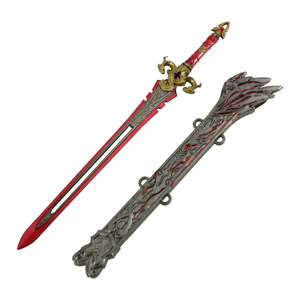 Naraka: Bladepoint Scarlet Skyblade, 30cm, juego periférico, armas de espada larga, modelo de metal, adorno de escritorio hecho a mano, regalos de juguete para niños