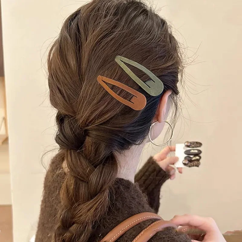 2pc Klassische 7cm Farbe Einfache Retro Samt Solide BB Haar Seite Clips Haarnadel für Frauen Mädchen Haar Zubehör ornament – Detail 1