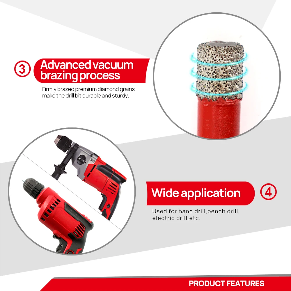DT-DIATOOL 1 pz/2 pz/5 pz diamante vuoto brasato Double Ended Dry Drill Core come Bit per piastrelle ceramica granito marmo dimensioni 6-6/8mm