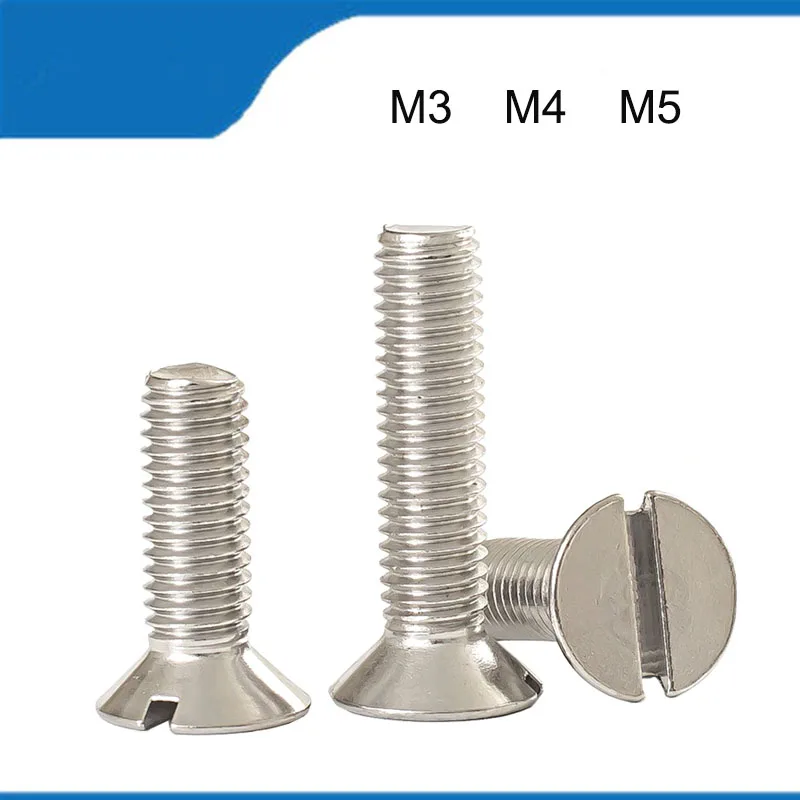 

High Quality 50/100PCS M3 M4 M5 Stainless Steel Metric GB68 Threaded Slotted Flat Countersunk Head Machine Screw Bolt