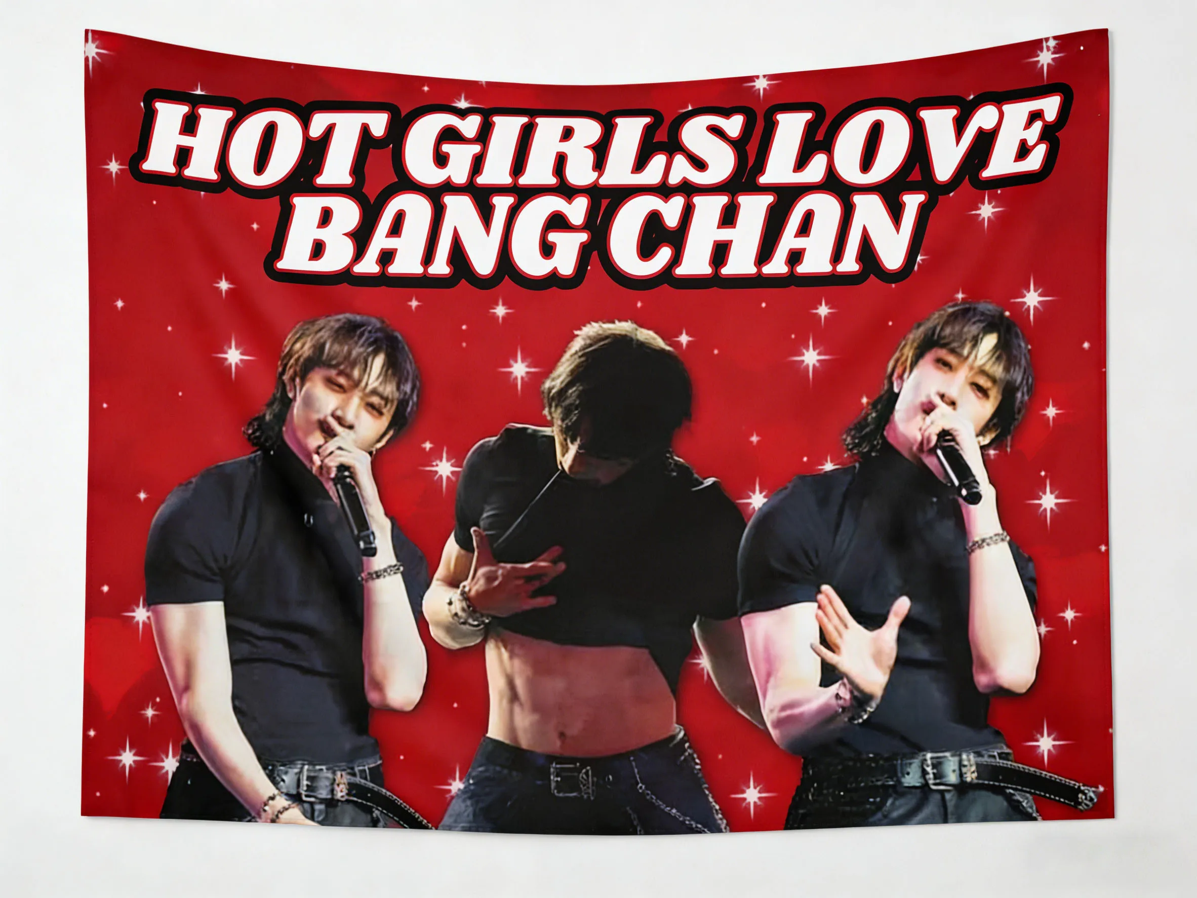 1 Stück SKZ BangChan Fan Meeting Banner Wandteppich K-Pop Flaggen-Wandteppich Ein Geschenk, das sich für Schlafzimmer, Wohnheim und ästhetische Wanddekoration eignet