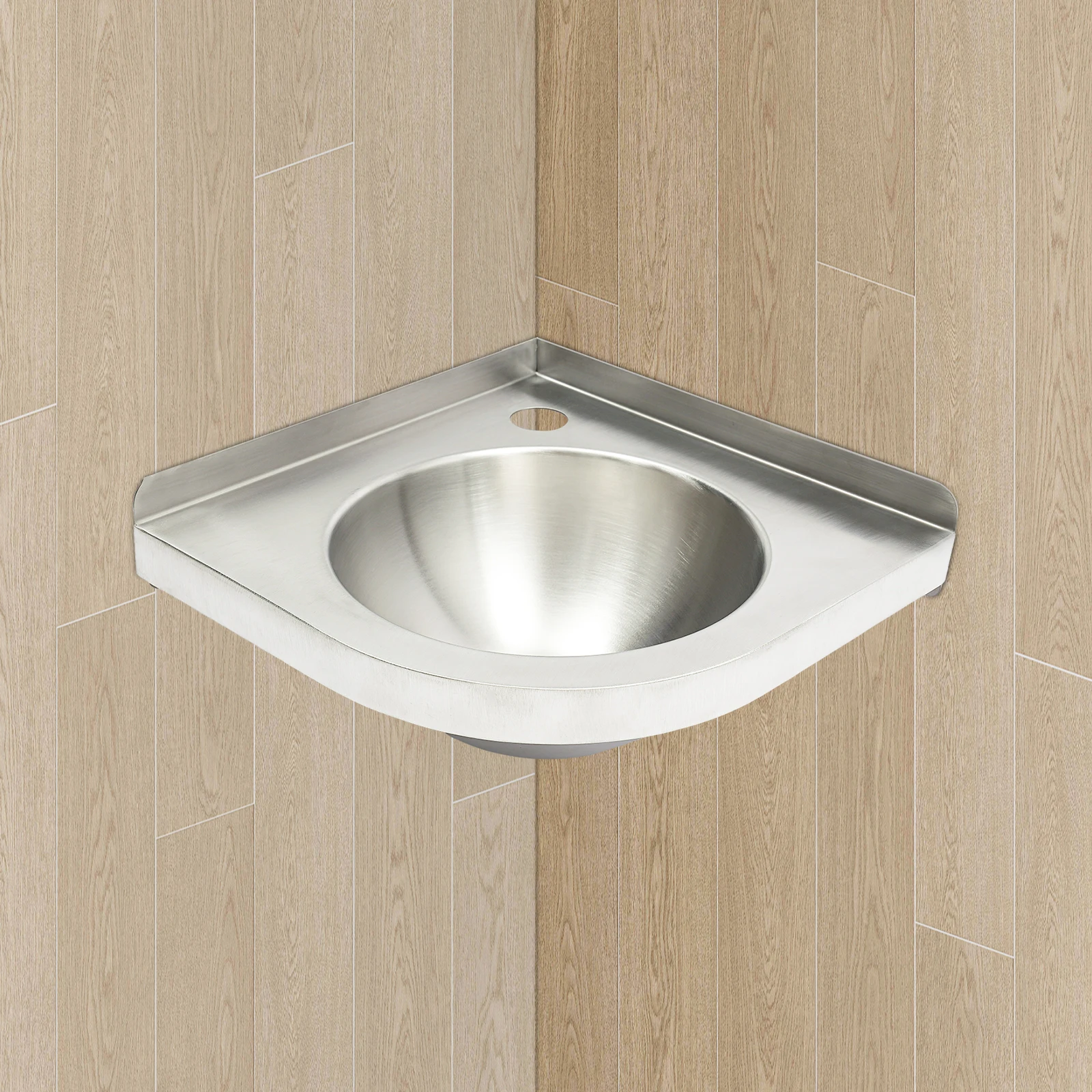 Mała umywalka ścienna ze stali nierdzewnej 304, kompaktowa, okrągła konstrukcja, idealna do kuchni kampera, przyczepy kempingowej i użytku na zewnątrz.