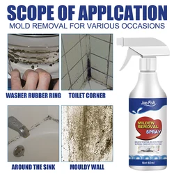 60ML Mildew Removal Spray Powerful Bathroom Mould Cleaner Remover Spray Multipurpose Cleaning Foam Spray for Wall Tiles Bathtubs