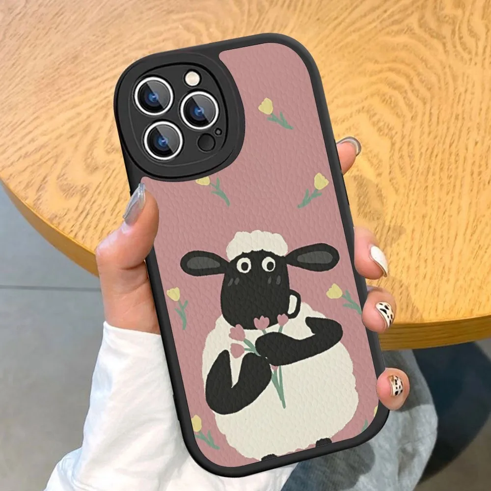 Cartoon S-Sheep S-Shawn Phone Case Hard Leather For iPhone 14 13 12 Mini 11 14 Pro Max Xs X Xr 7 8 Plus Fundas