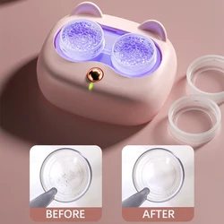 Lentes de Contato Portáteis Caso com Caixa Removível Ultrasonic Cleaner, Remover Máquina De Limpeza De Proteína De Lágrima