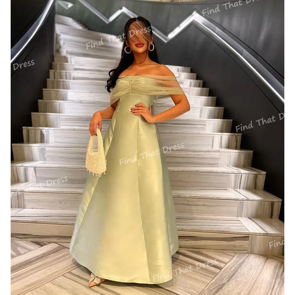 

Custom Made Graceful Off Shoulder Draped Straight Backless Evening Gown Floor Length Saudi Dress with Shawl شارون سعي