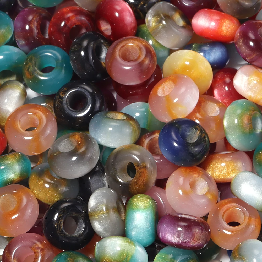 10/30 Stück 8x14mm Bunte Glitzernde Harzperlen Charms Großloch-Abakus-Abstandsperlen DIY Schlüsselanhänger Armband Halskette Schmuckherstellung – Detail 4