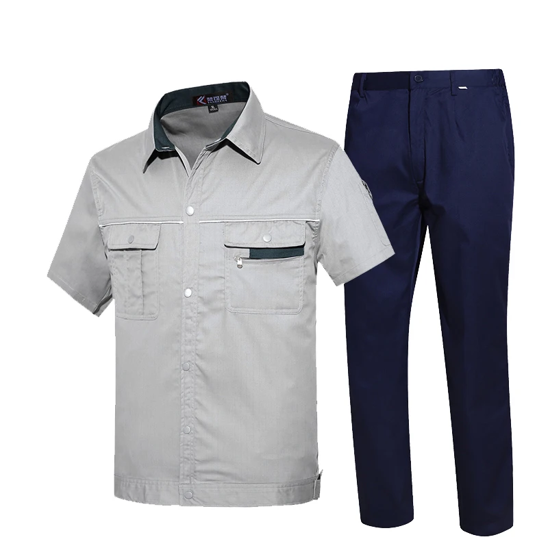 Summer Workwear Clothes Welding Men Short Sleeve Workmen Uniform Car Workshop Working Suits Mechanical Welding Set