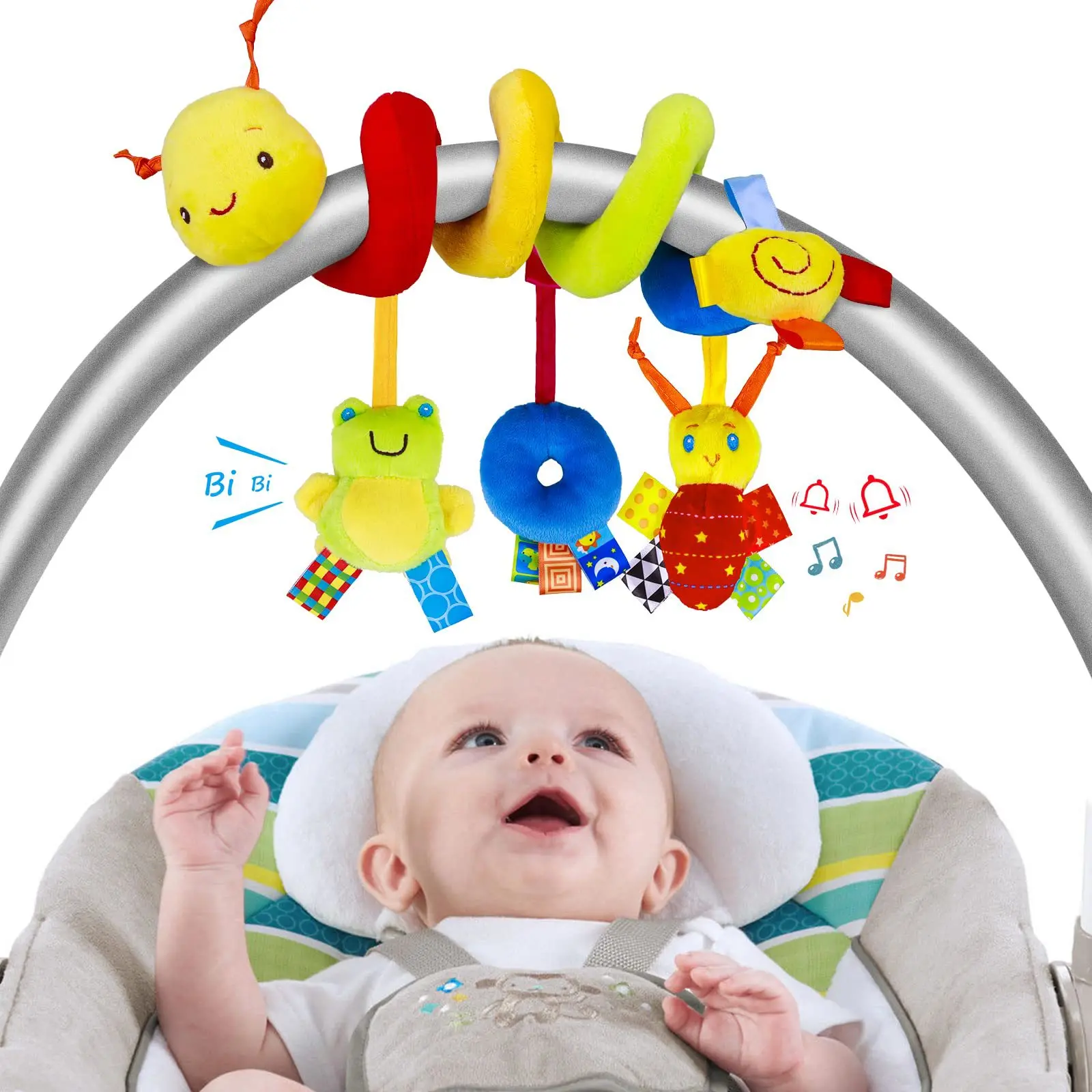 Baby Crib Hanging Rattles Toys Car Seat Toy Soft Mobiles Stroller Crib Spiral Toy Pram Hanging Dolls for Babies Newborn Gift