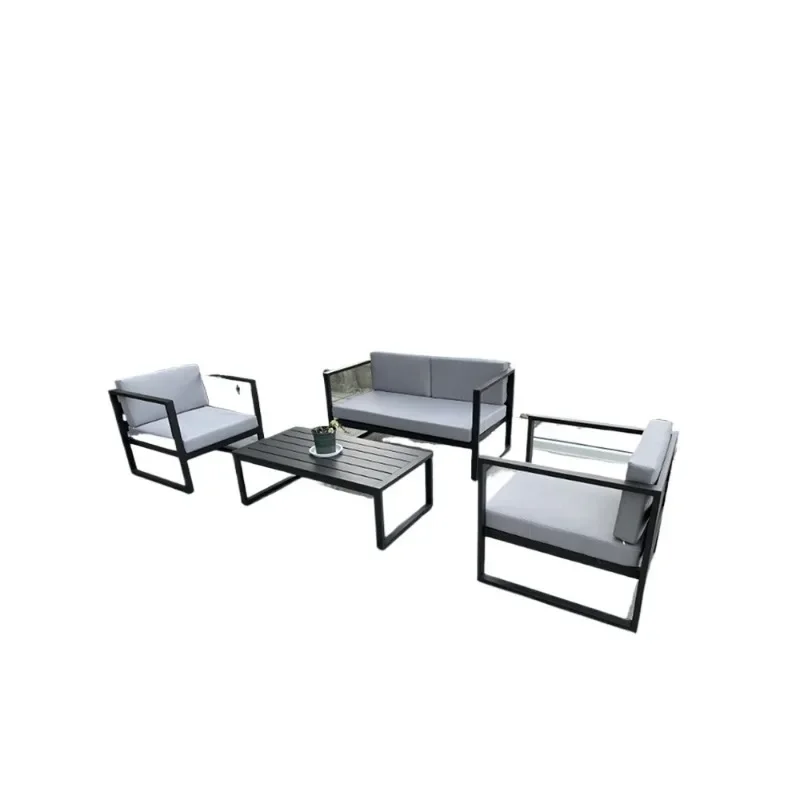 

Outdoor courtyard tables and chairs, villa garden sun room aluminum alloy coffee table, balcony casual tea table and chair