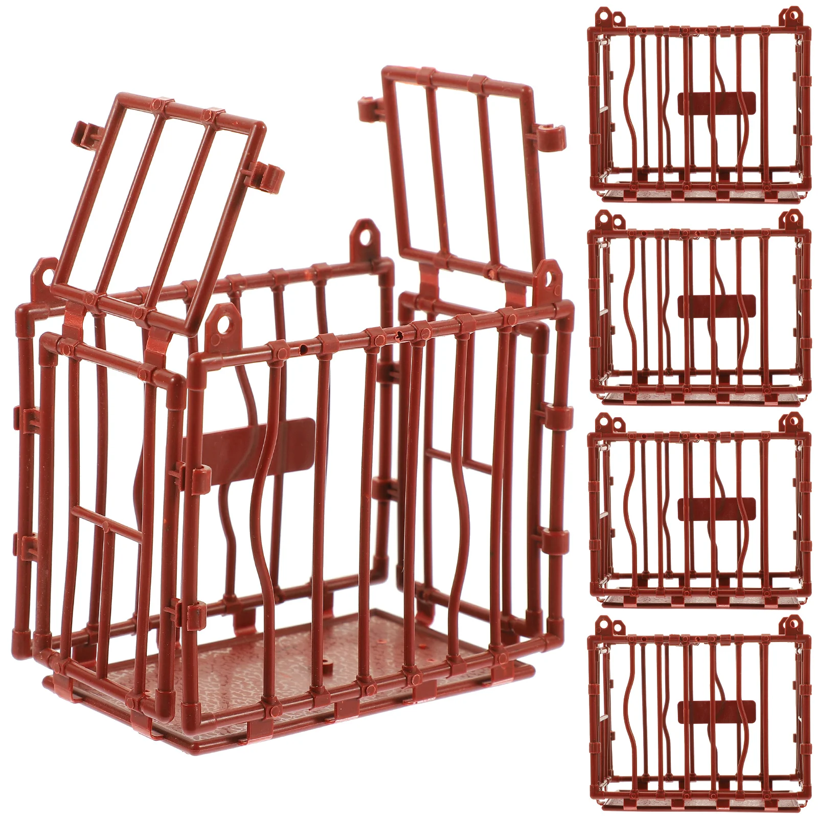 

5 Pcs Miniature Animal Cage Model Plastic Craft Vivid Detail Mini House Supplies Practical Farm Sand Table Decor