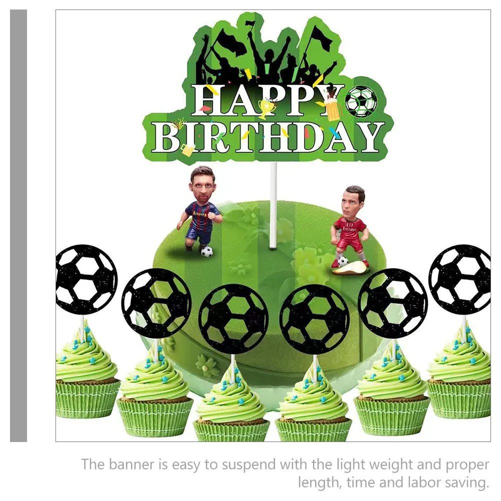 

1Set Football Themed Party Supplies Bright Color Hanging Tags Cake Picks Banner Set for Shower Holiday Carnival Events