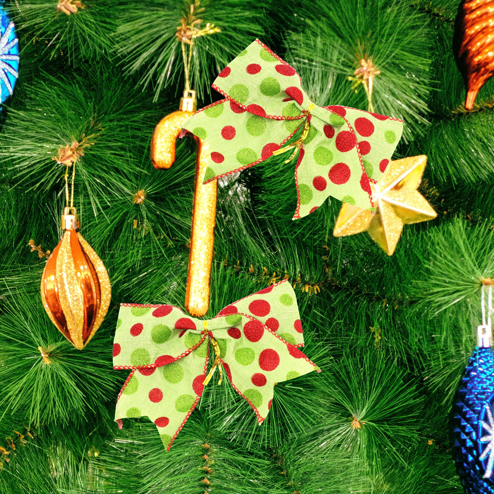 

12Pcs Christmas Bowknot Decorations Xmas Bow Ornaments for Tree Wreath Garland Holiday Decorations Christmas Bow Decor for Tree