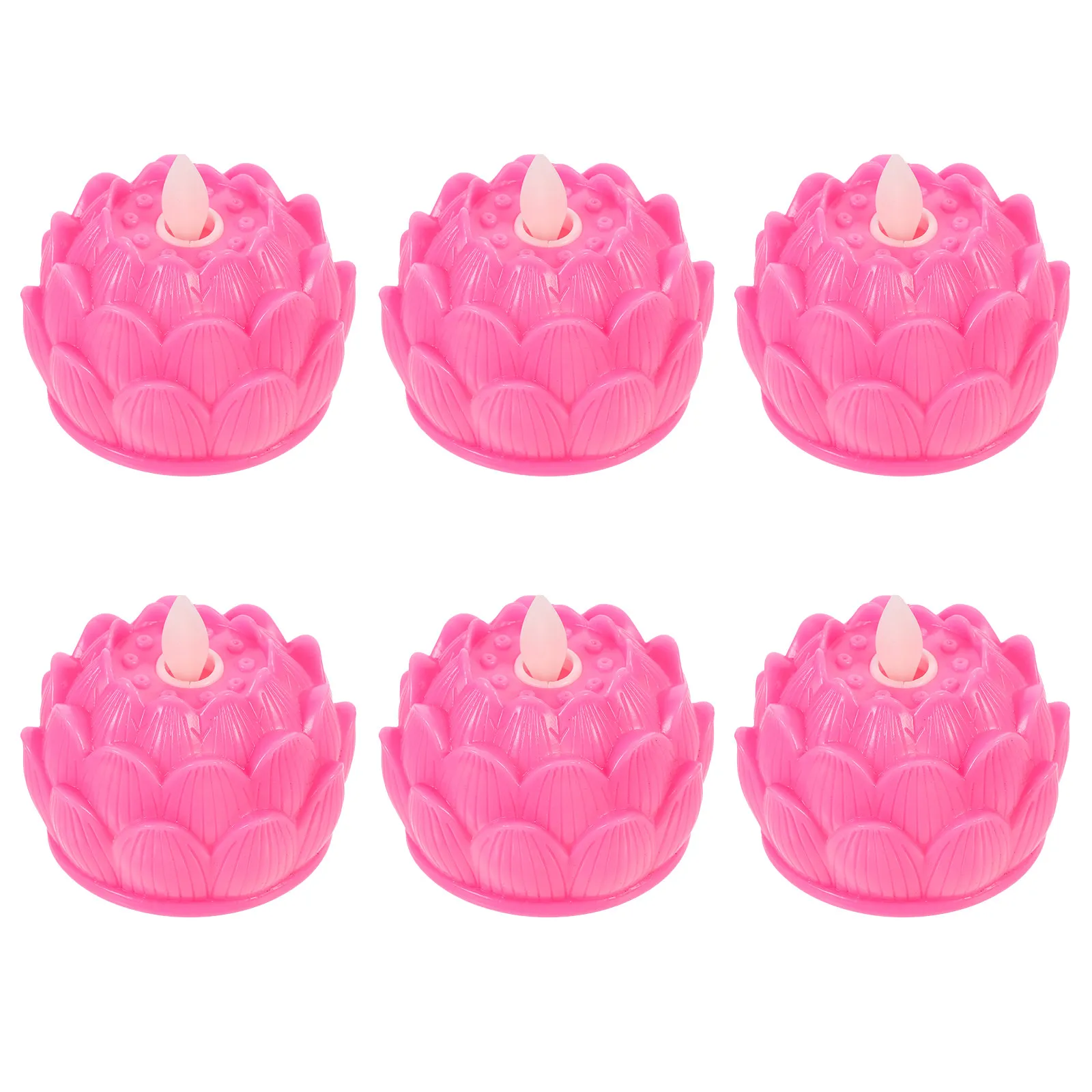6Pcs Electronic Lamp LED Buddha Lamp Lotus Design Decorative Light for Home Temple Buddha Worship Light Ornament