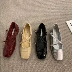 New Mary Jane Shoes for Women Retro Medium Heeled Women's Single Shoes Soft and Comfortable Red Ballet Shoes Zapatos Mujer