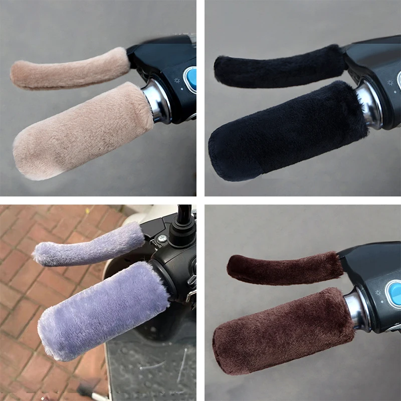 2 Pairs Comfort Plush Grip Glove Motorcycle Handle Cover Winter Warm Handle Protector Universal Bicycle Scooters Hand Warmer