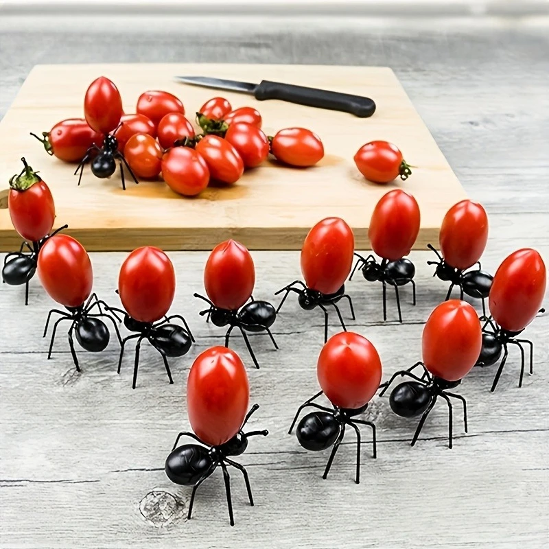 

60 шт. вилки для фруктов с причудливым муравьем — прочный материал АБС-пластик, черные ножки и тело, идеально подходят для вечеринок и закусок