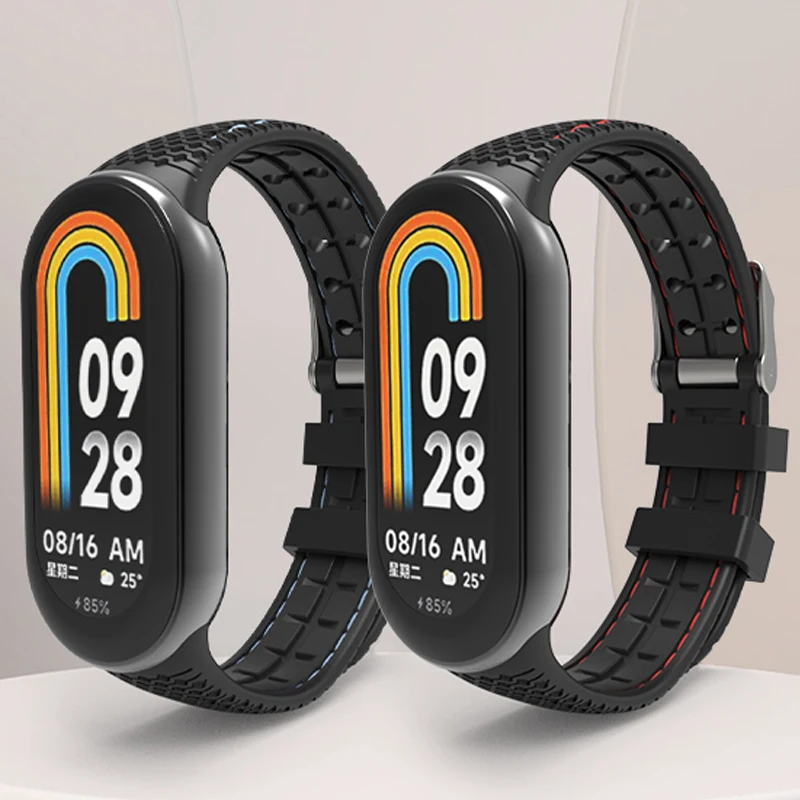 Pulseira de silicone para Mi Band 8, pulseira de borracha, pulseira Smartwatch, Correas para Xiaomi