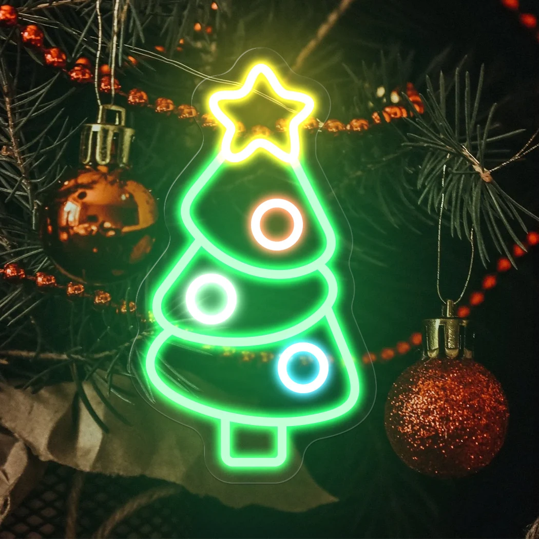 Christmas Tree Neon Sign Merry Christmas Gift Lights Art Signs For Home Bedroom Party Bar Store Club Lamp Christmas Party Light