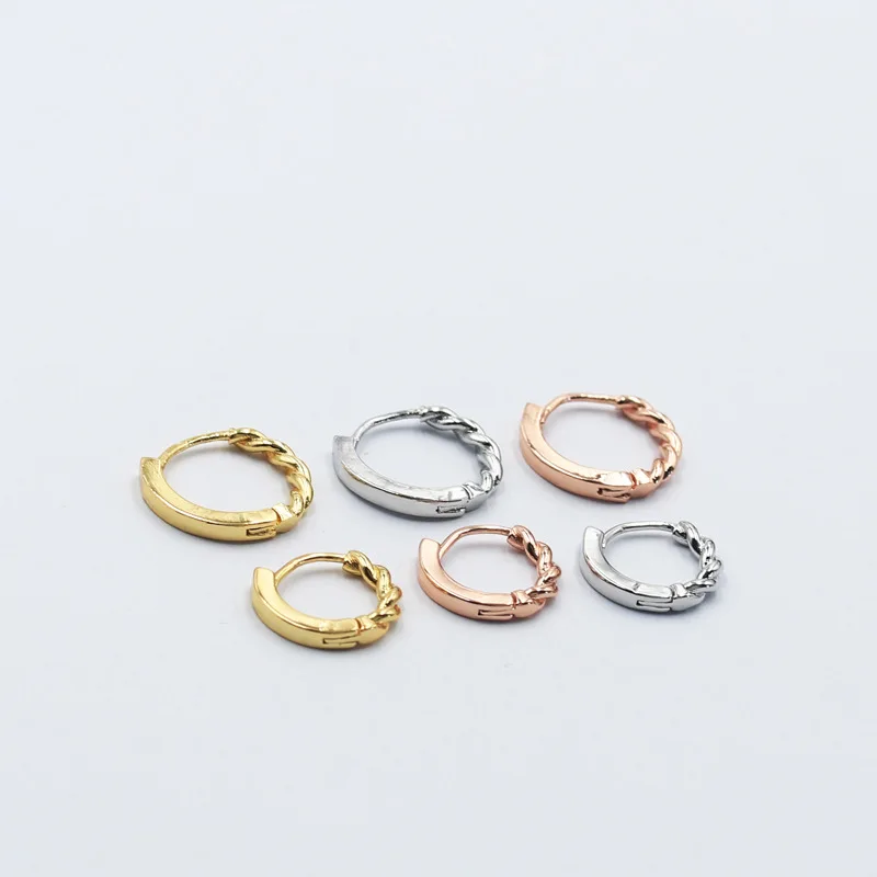

Simple Gold Color Copper 8/10 mm Closed Circle Piercing Hoop Earring for Women Men Glossy Twist Roud Ear Cartilage Cuff Jewelry