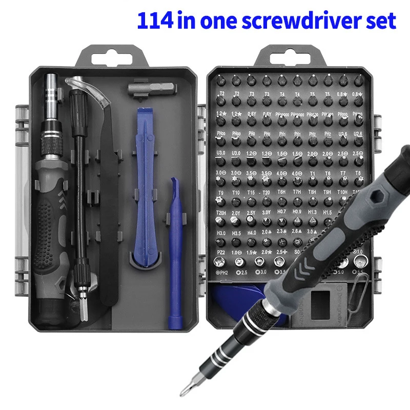 114 In 1 High Hardness Mobile Phone Computer Disassembly Tool Multi-purpose Household Maintenance Disassembly Screwdriver Set